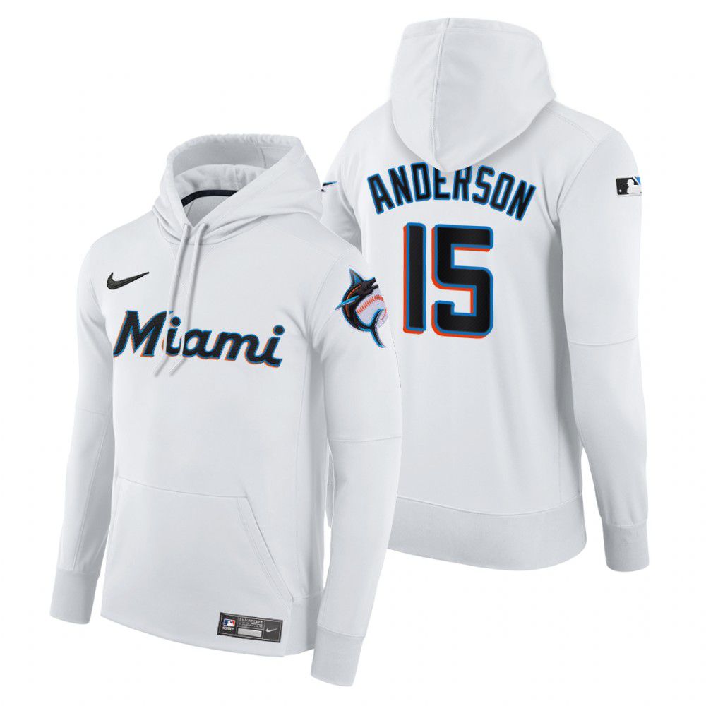Men Miami Marlins #15 Anderson white home hoodie 2021 MLB Nike Jerseys->customized mlb jersey->Custom Jersey